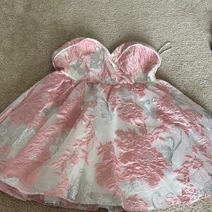 Elegant Pink and Silver Floral  Dress